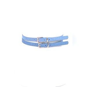 2PC Blue Denim Jean Skinny Statement Belt